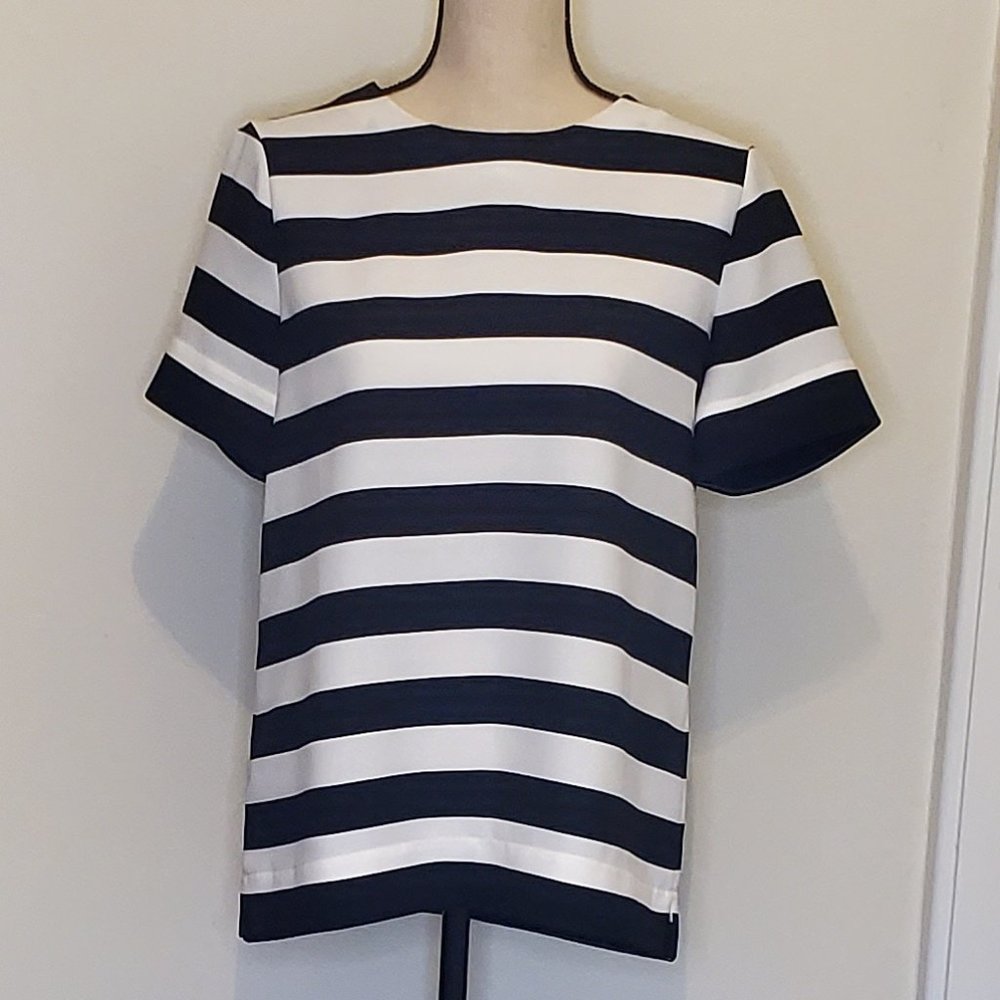 Banana Republic Black & White Rugby Stripe Top